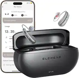 Elehear - Beyond Pro OTC Hearing Aids with VOCCLEAR 2.0 AI Speech Enhancement, Music Mode, Tinnitus Masking, Bluetooth 5.3 - Silver
