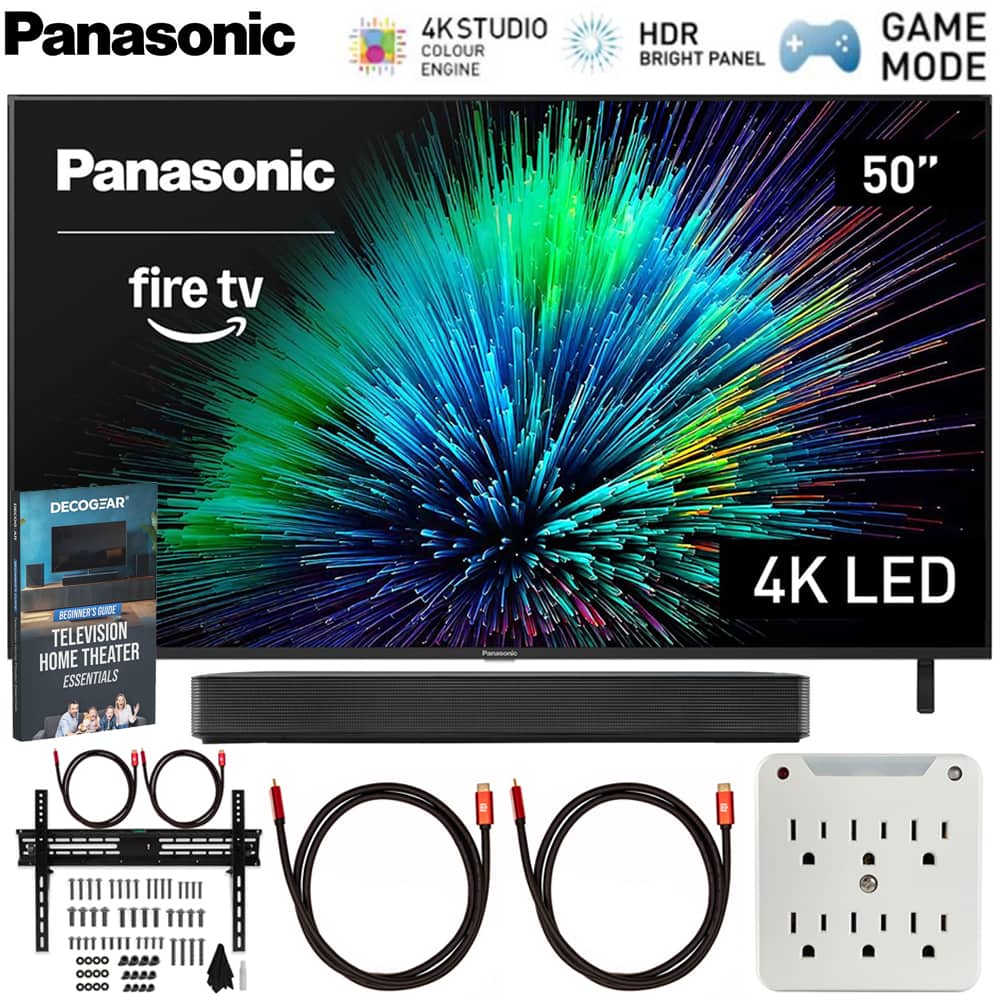 Panasonic - 50" W70 Series LED 4K UHD Smart Fire TV (2025) with SKM1 2.0 Channel Compact Bluetooth Soundbar Bundle