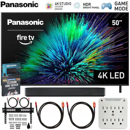 Panasonic 50" Fire TV 4K LED TV
- 4K Studio Colour Engine
- HDR Bright Panel
- Game Mode
- Audio
- Decogear Beginners Guide: Television Home Theater Essentials
- Includes cables and power strip
