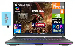 ASUS - ROG Strix G16 Laptop 16.0 WUXGA (AMD Ryzen 9 8940HX, 64GB DDR5, 2TB PCIe SSD, Win 11 Pro) w/USB Hub - Eclipse Gray