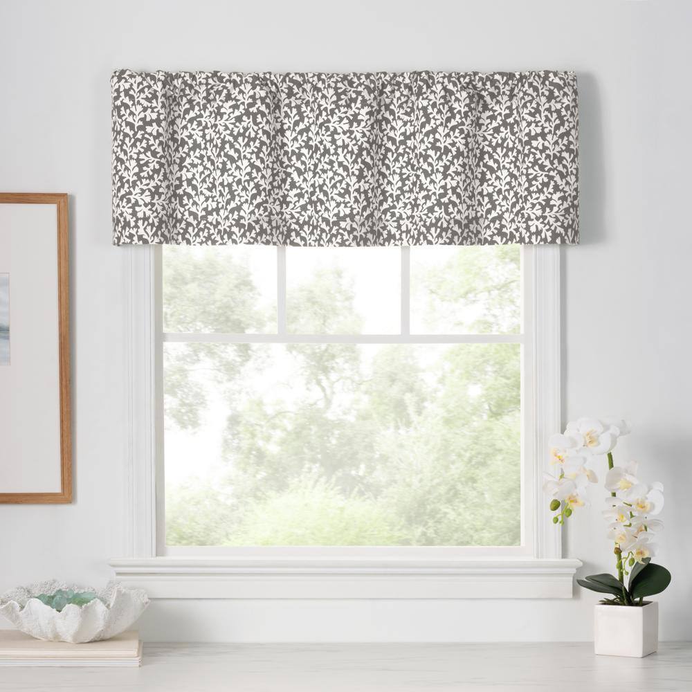 Angle. Ellis Curtain - Ellis Curtain Sea Tumble 3" Rod Pocket 100% Cotton Machine Wash and Dry Tailored Valance 50" x 16" Grey - Grey.