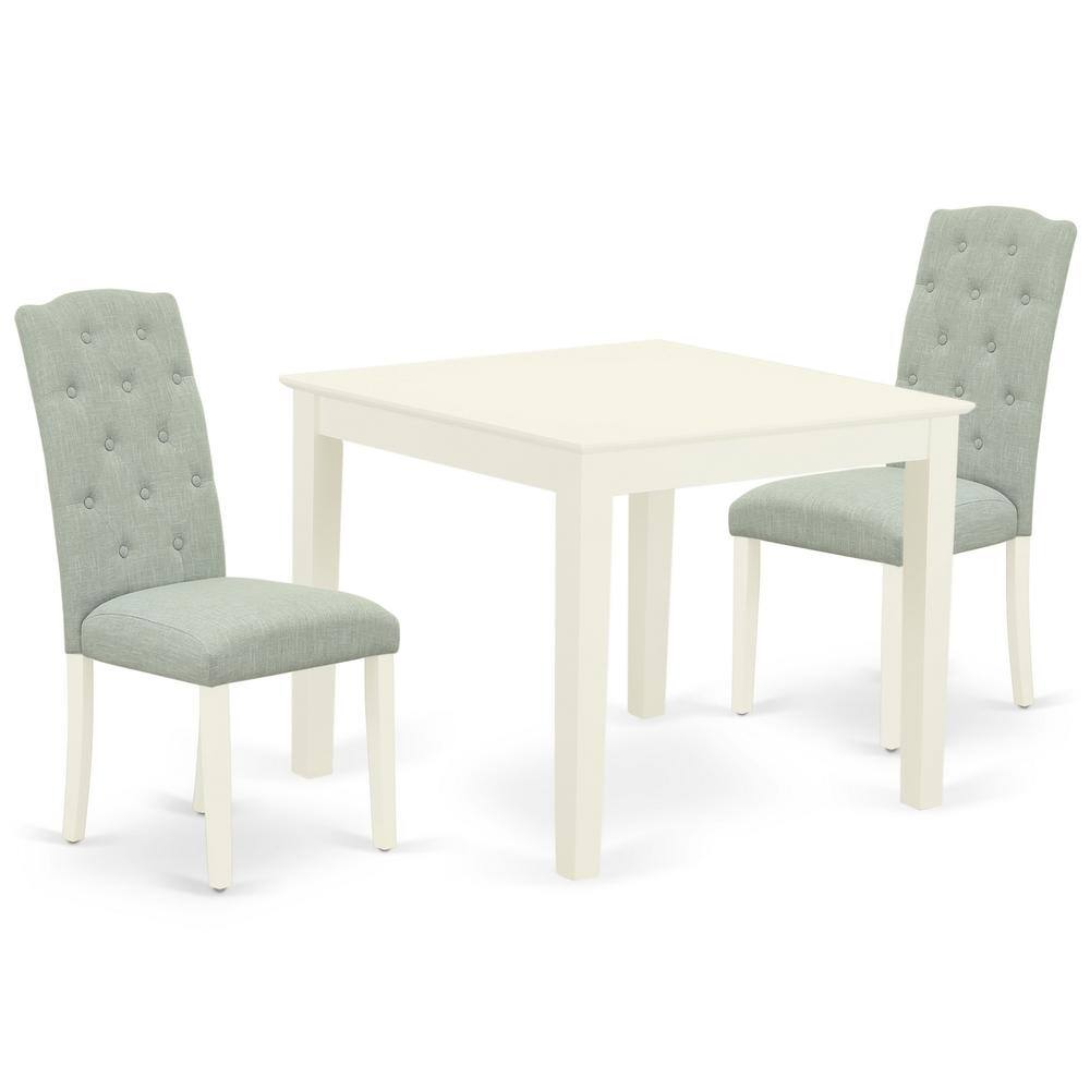 Back. East West Furniture - Dining Room Set Linen White - Brown.