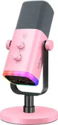 FIFINE USB/XLR Dynamic Microphone with RGB & Volume Control, for PC & Mobile, Gaming & Streaming -Pink AM8P - Front_Zoom