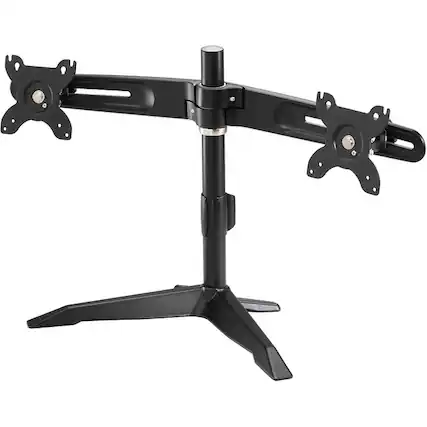 Front. Amer Networks - Amer Mounts Stand Based Dual Monitor Mount for two 15"-24" LCD/LED Flat Panel Screens - Supports up to 26.5lb monitors - Black.