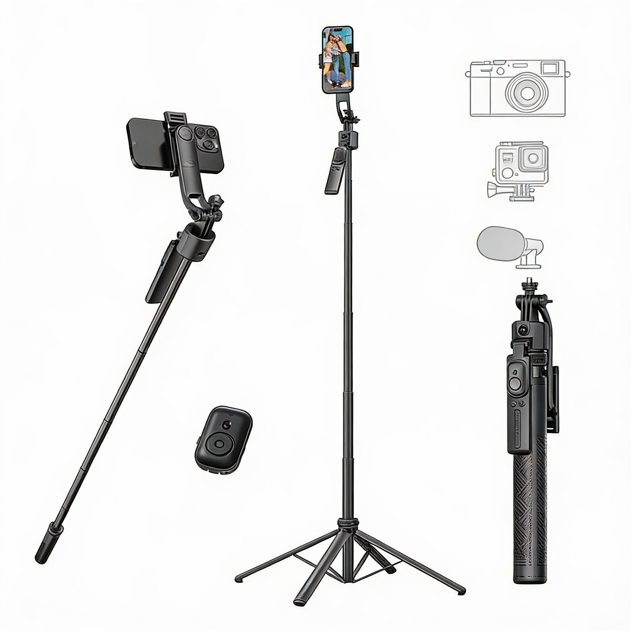 Alt View 2. OMOMMD - Ai Face Tracking Tripod With Remote Auto Rotation Selfie Stick For Extendable To 1 4 Screw Phone Mount Andr... - Default.