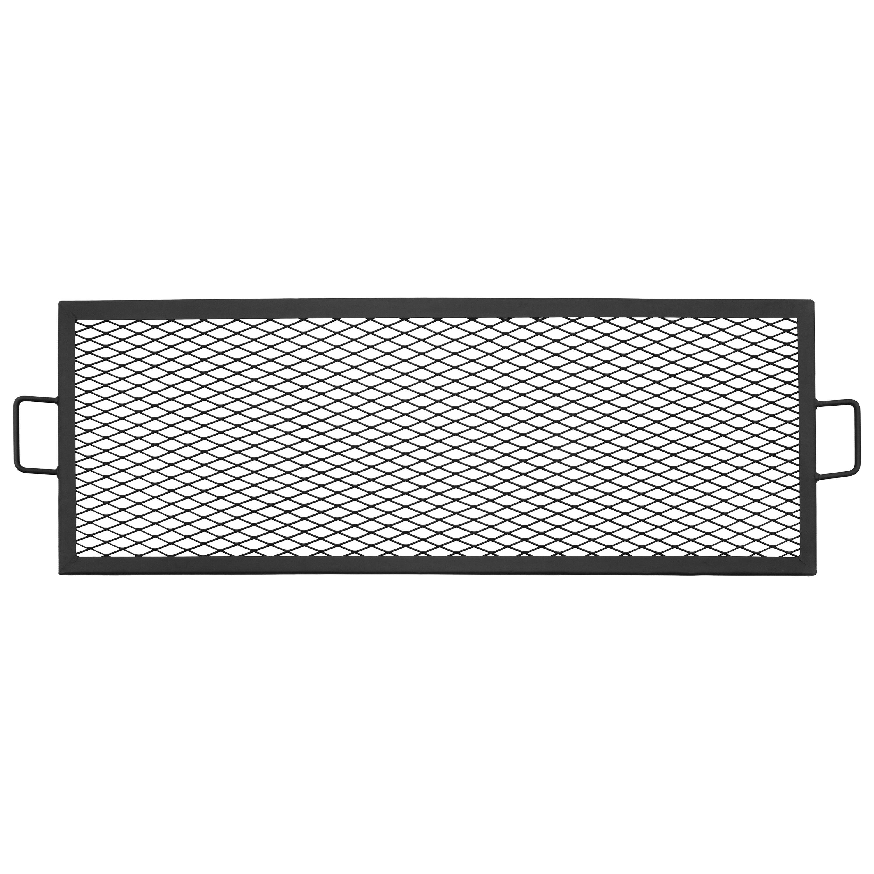 Front. Sunnydaze - 40 in Steel X-Marks Fire Pit Cooking Grill with Handles - Black.