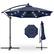 Front. Best Choice Products - Best Choice Products 10ft Solar LED Offset Hanging Outdoor Market Patio Umbrella w/ Adjustable Tilt - Navy Blue - Navy Blue.