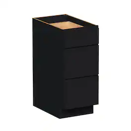 Boyel Living - 15-in W x 34.5-in H x 24-in D Shaker RTA Kitchen 3-Drawer Base Cabinet with Soft-Close Drawers - Black