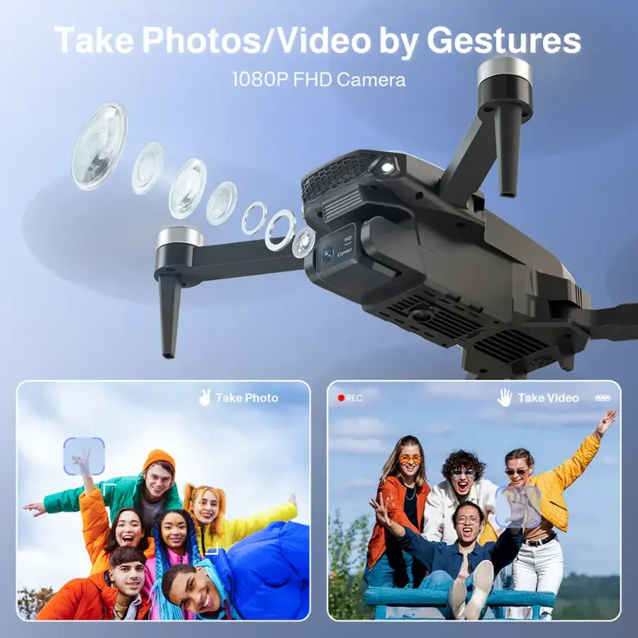 Take Photos/Video by Gestures 1080P FHD Camera
C Take Photo REC Take Video