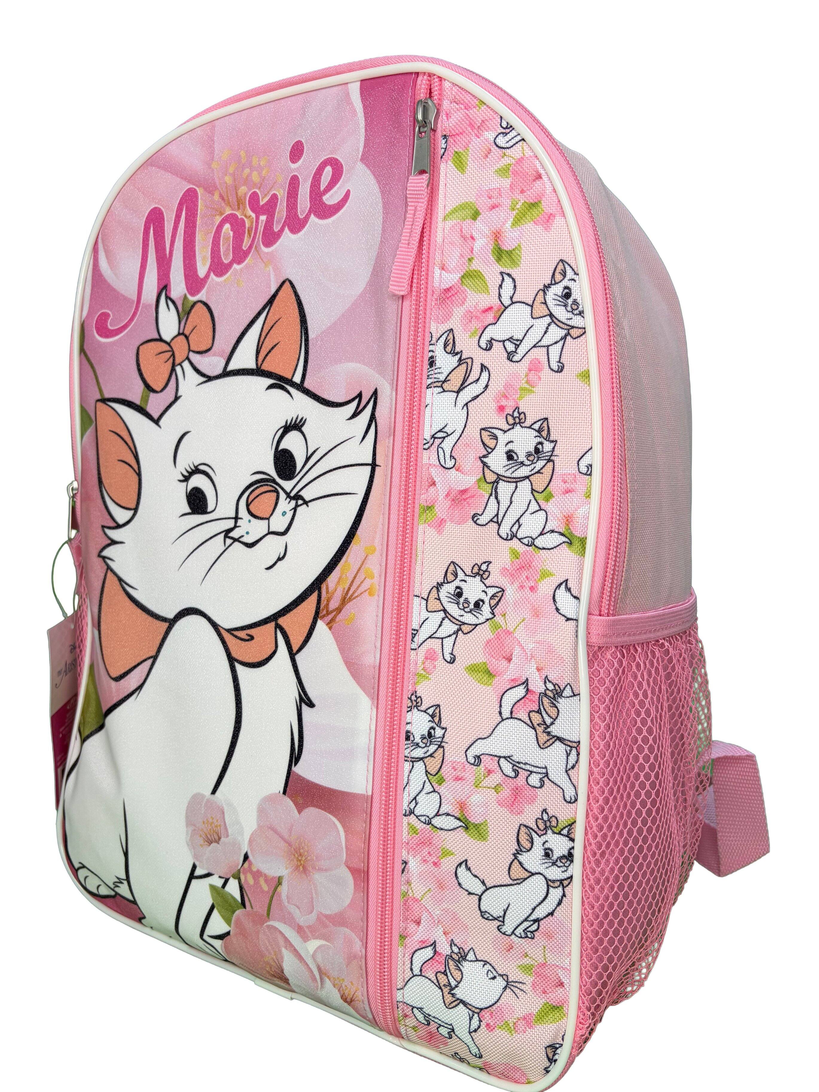 Alt View 3. Disney - Disney Marie from The Aristocats 16" Pink Nylon School Backpack 16" for Girls, with a Large front Pocket - Pink.