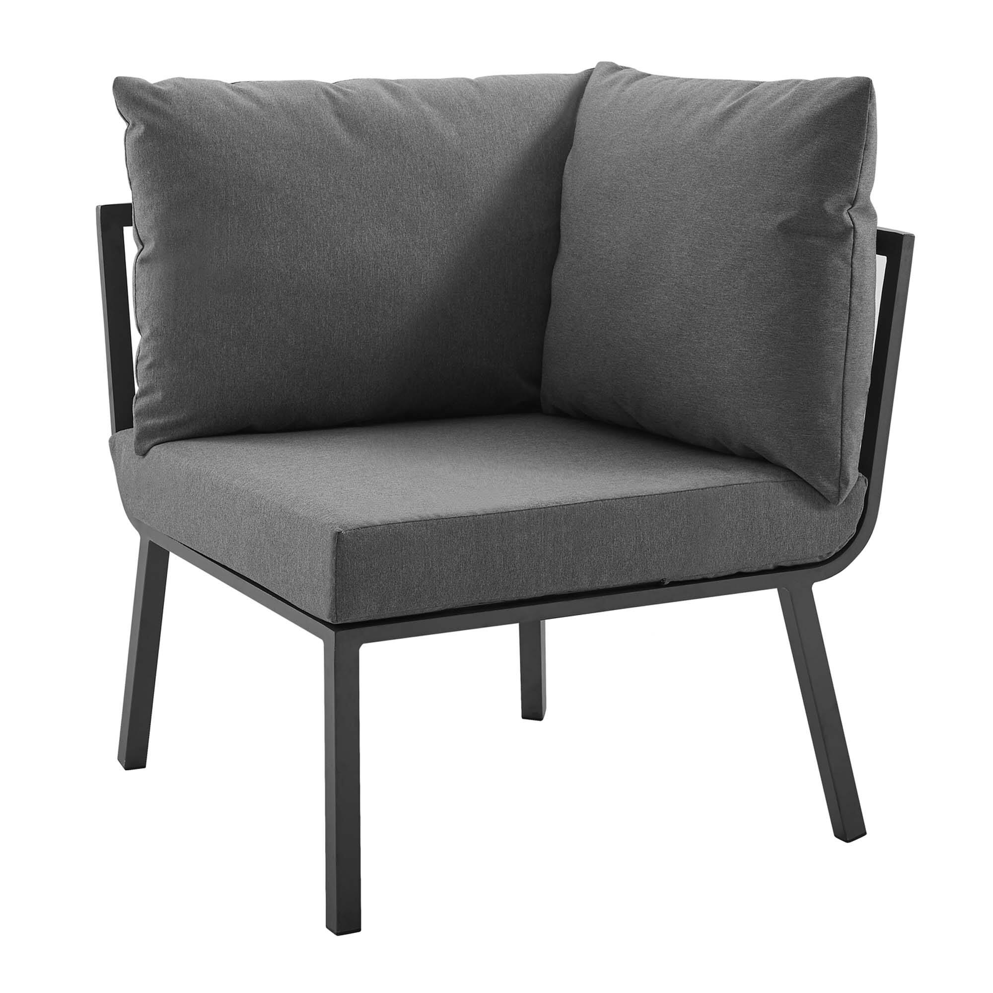 Angle. Modway - Riverside Outdoor Patio Aluminum Corner Chair by Modway - Gray Charcoal.