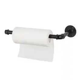 Oumilen - Industrial Cast Iron Wall Mount Paper Towel Holder, Matte Black Pipe Kitchen Roll Paper Dispenser