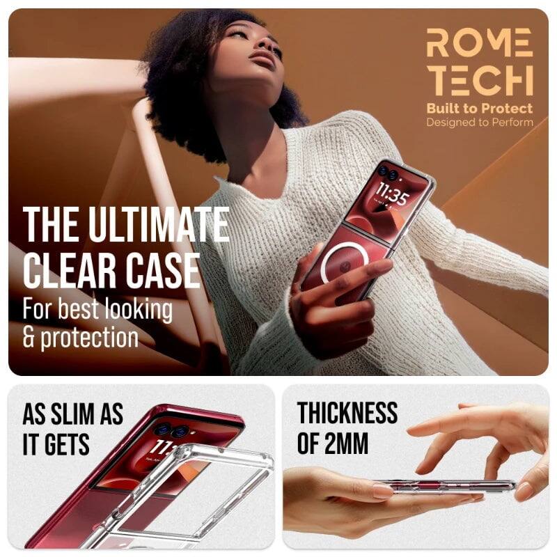 ROME TECH  
Built to Protect  
Designed to Perform  

THE ULTIMATE CLEAR CASE  
For best looking & protection  

AS SLIM AS IT GETS  

THICKNESS OF 2MM