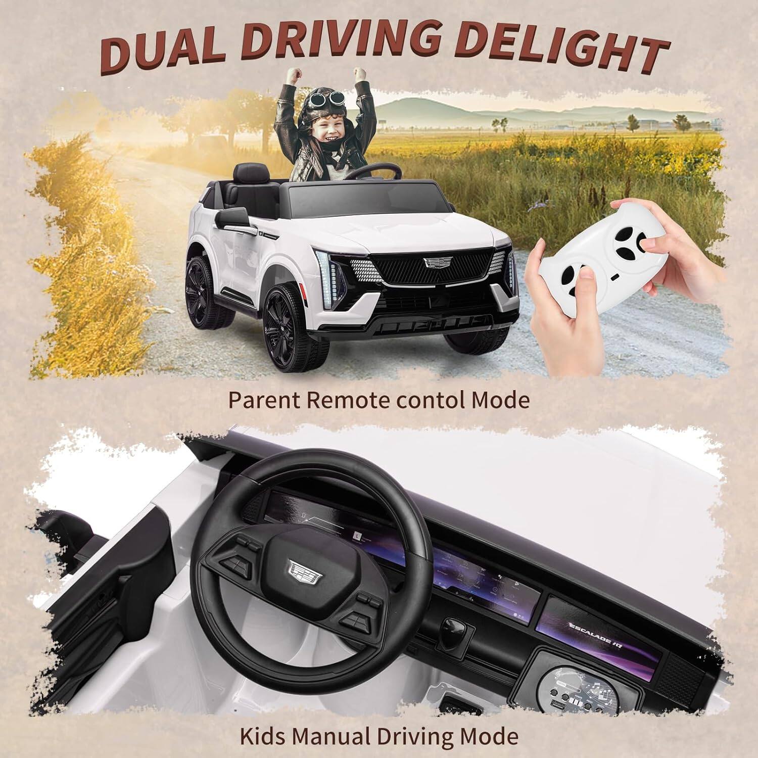 DUAL DRIVING DELIGHT

Parent Remote Control Mode

Kids Manual Driving Mode