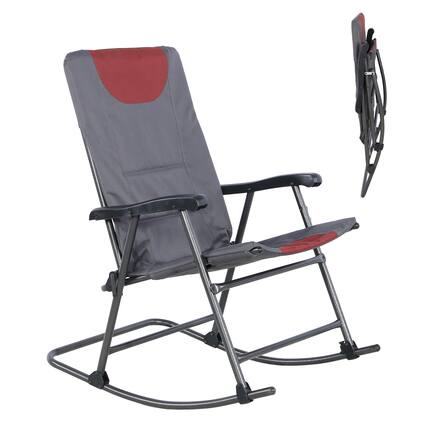 Front. Ainfox - Outdoor Folding Rocking Chair with Padded & Armrests,Portable Rocker for Patio,Lawn, Beach and RV Travel - Red.