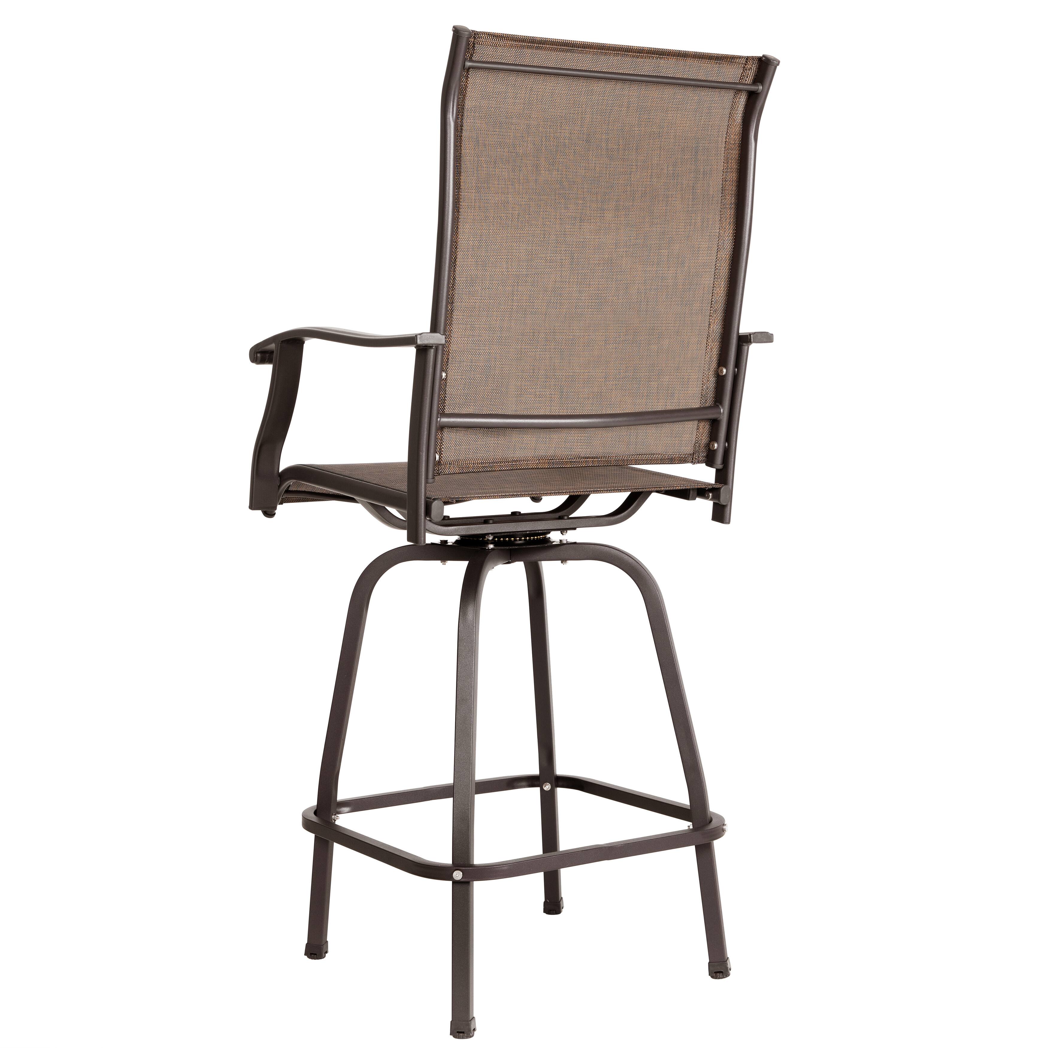 Alt View 7. Nuu Garden - Outdoor Patio 4-Piece Swivel Bar Stools, All-Weather Textilene - Brown with Gold Speckles.