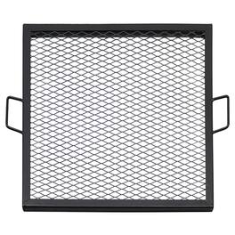 Sunnydaze - 24 in Square Steel X-Marks Fire Pit Cooking Grill with Handles - Black
