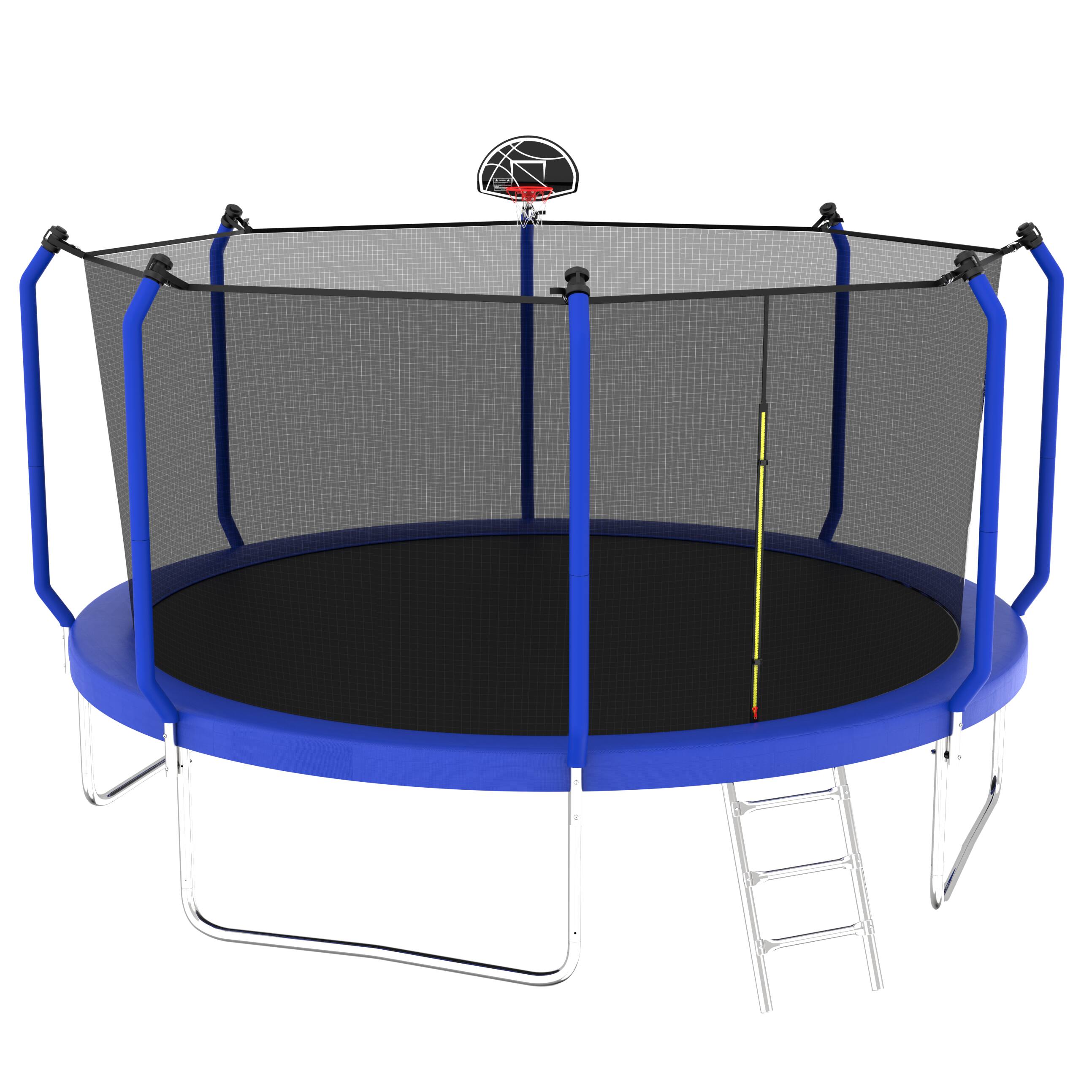 Alt View 4. LOVMOR - Lovmor 14 FT Trampoline with Basketball Hoop and Ladder Recreational Trampoline for Adults.