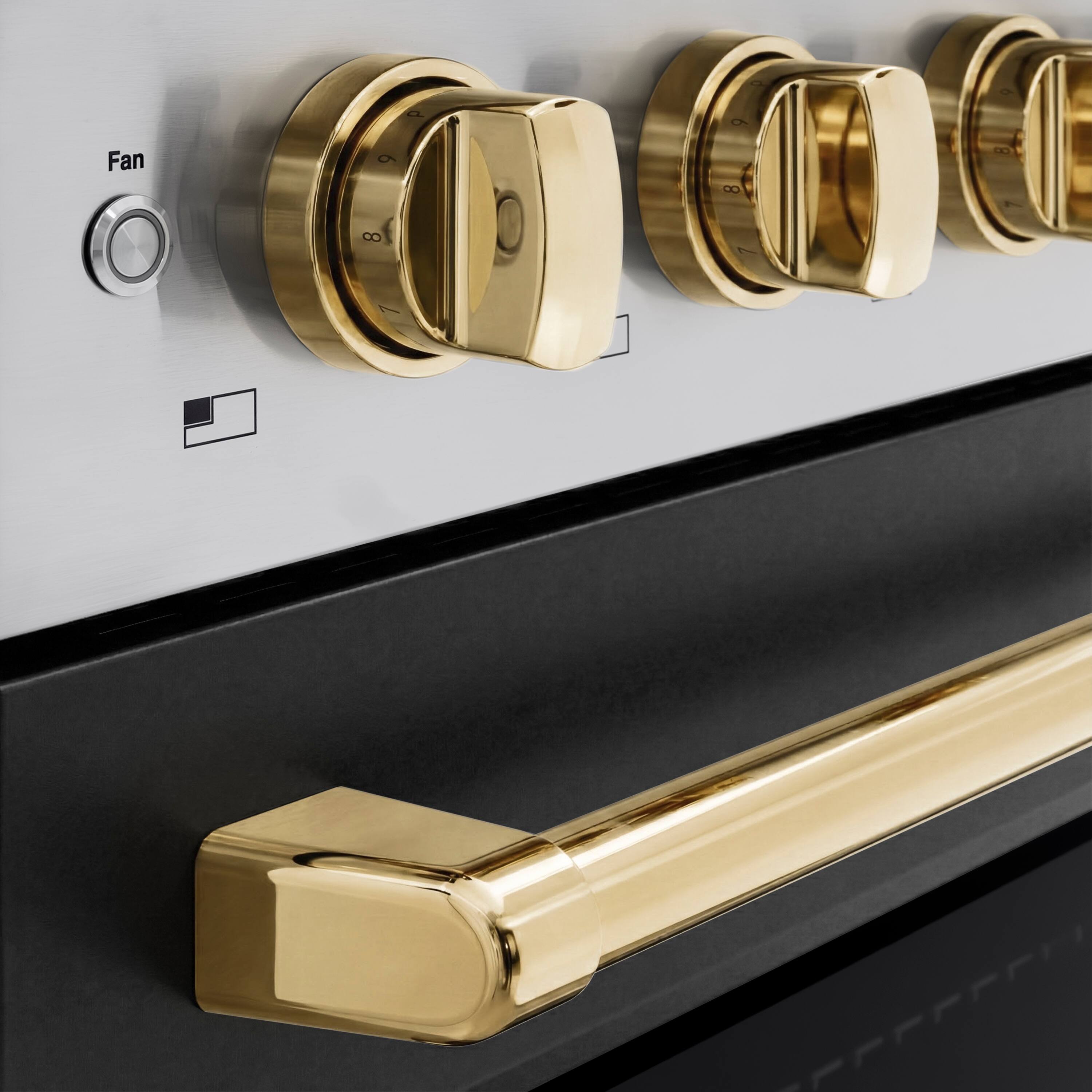 Alt View 3. ZLINE - Autograph 36 in. 5.2 cu. ft. Paramount Freestanding Induction Range with 5 Burners and Gold Accents with Black Door - Matte Black.