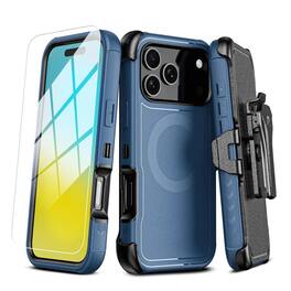 Kitcheniva - All in One Heavy-Duty Case Holster Glass For iPhone 17 Pro - Blue