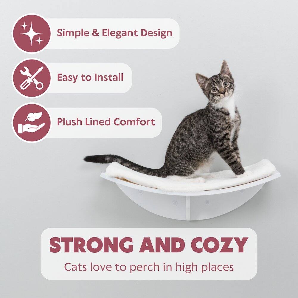 Simple & Elegant Design  
Easy to Install  
Plush Lined Comfort  

STRONG AND COZY  
Cats love to perch in high places
