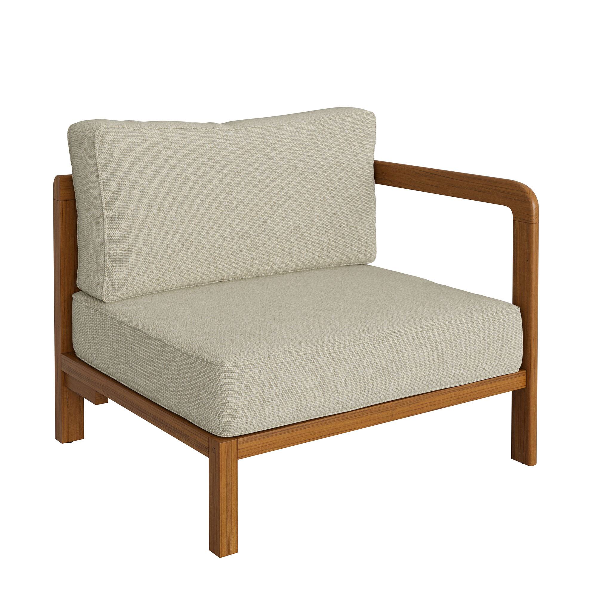 Kona Outdoor Teak Wood Right Arm Facing Modular Armchair by Modway Sand ...