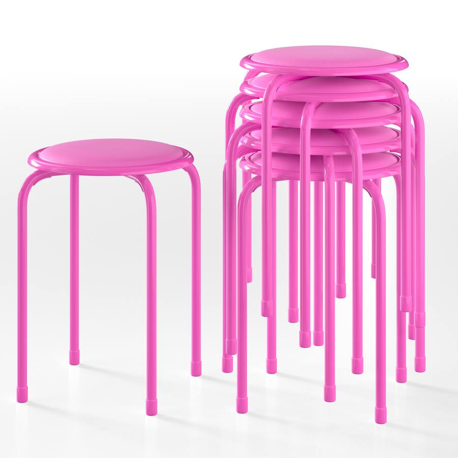 Stackable Box Stool Vecelo 6 Pack Steel Stack Stools, Portable Stackable Backless School ...