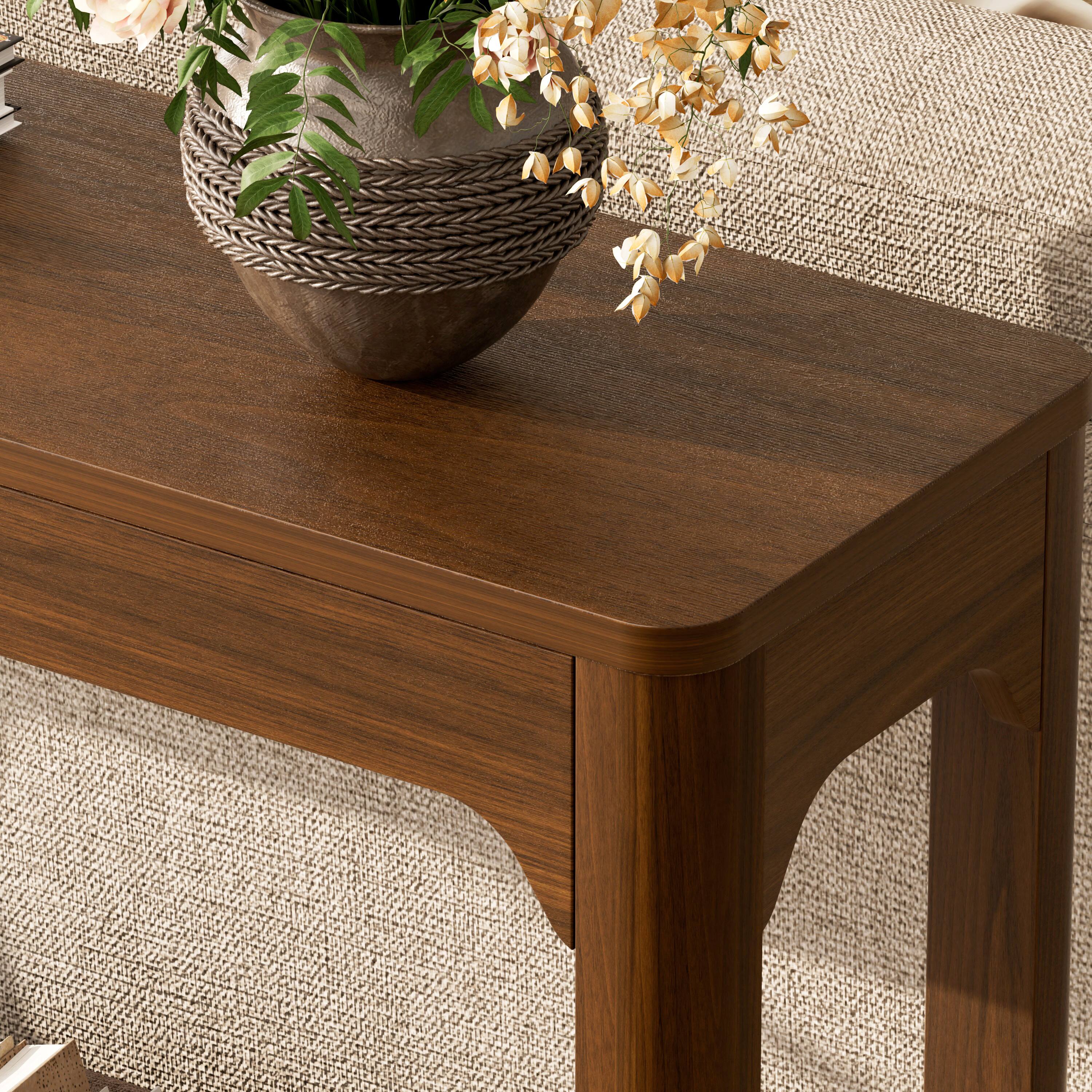 Alt View 6. Forest'nSky - Walnut 55.1-inch curved-leg storage table wooden side table for entryways - Walnut.