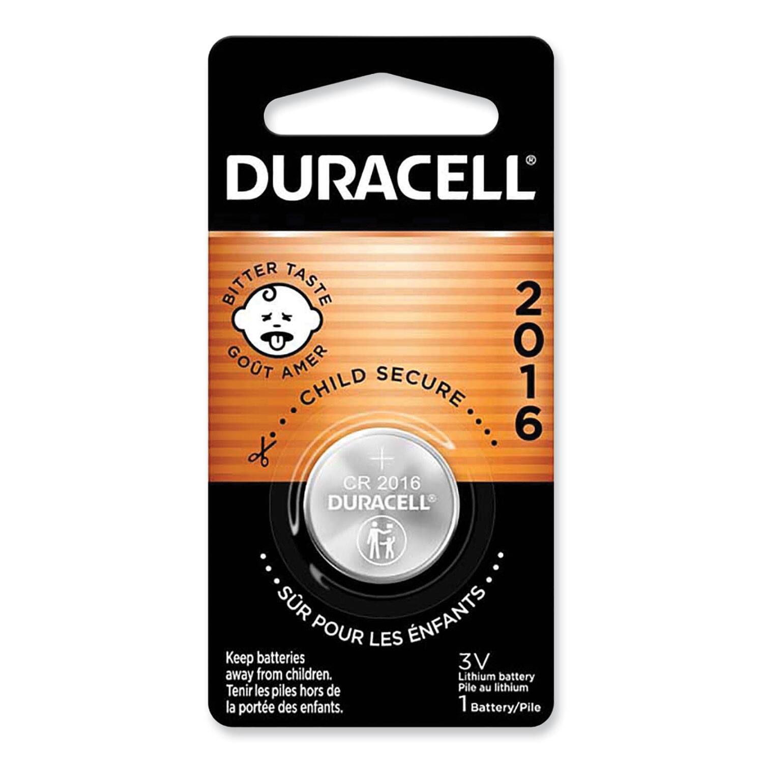 DURACELL BITTER TASTE GOT AMER CHILD SECURE .... 2016 CR 2016 DURACELL SR NFANTS POUR LES Keep batteries 3V away from children. Lithium battery Tenir les piles hors de Pile au lithium la portée des enfants. 1 Battery/Pile

DURACELL
BITTER TASTE
GOUT AMER
CHILD SECURE
2016
CR 2016
DURACELL
SUR POUR LES ENFANTS
Keep batteries away from children.
Tenir les piles hors de la portée des enfants.
3V
Lithium battery
Pile au lithium
1 Battery/Pile