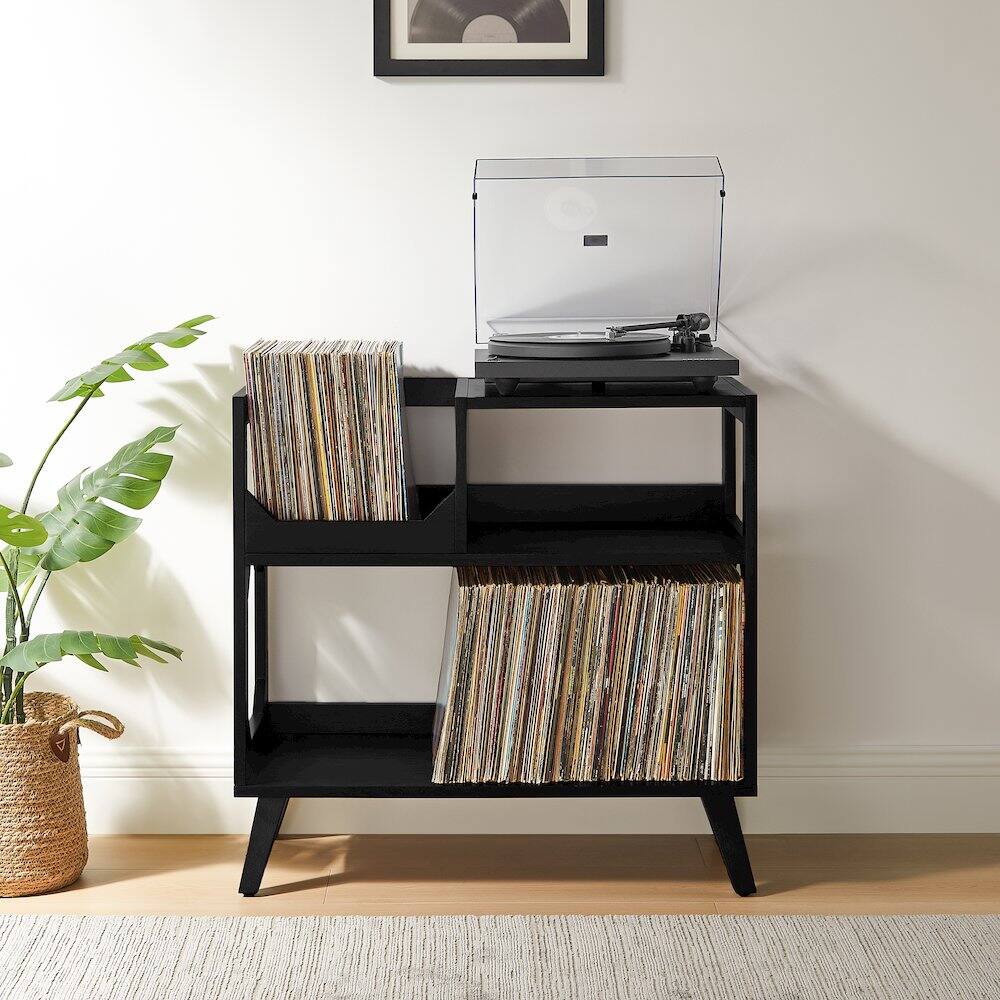 Alt View 9. Crosley Furniture - Asheville Medium Record Player Stand With Vinyl Storage - Black.