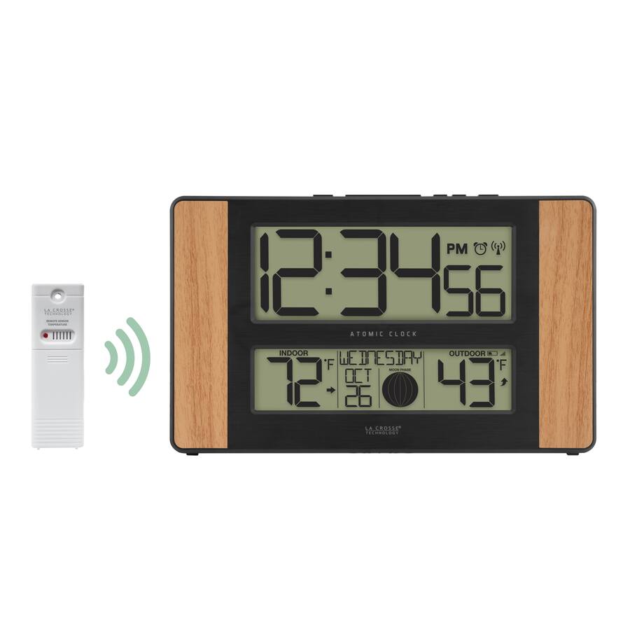 La Crosse Technology Atomic Digital Clock with Temperature and Moon ...