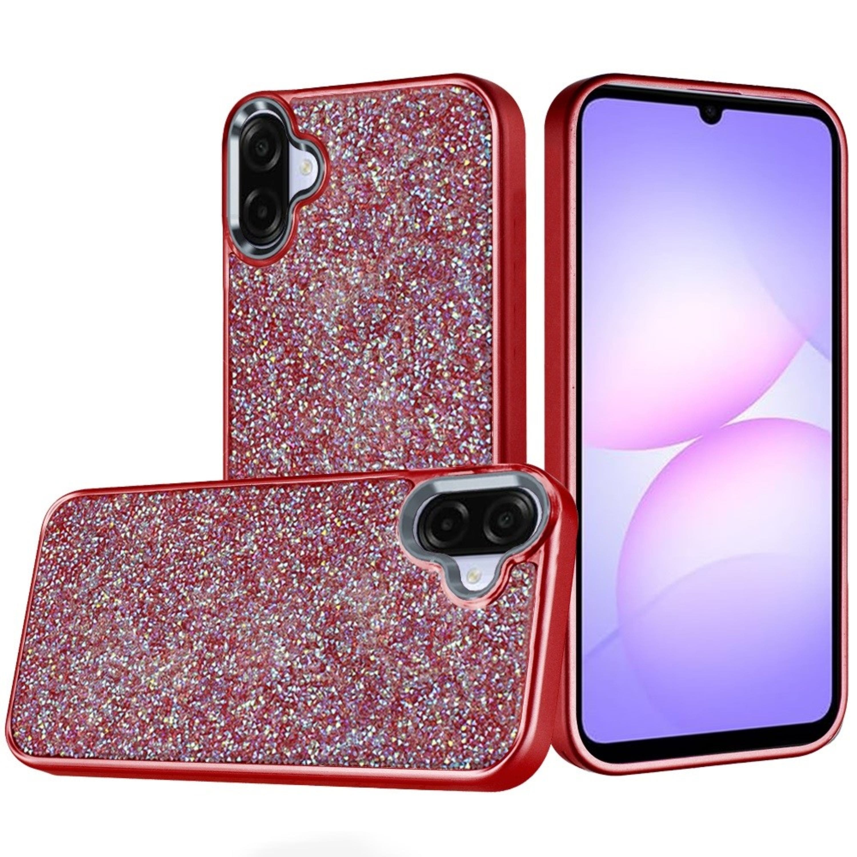Kitcheniva - Full Crystal Metallic Buttons Phone Case With Tempered Glass For Samsung Galaxy A07 - Red price history on PriceWatchPro