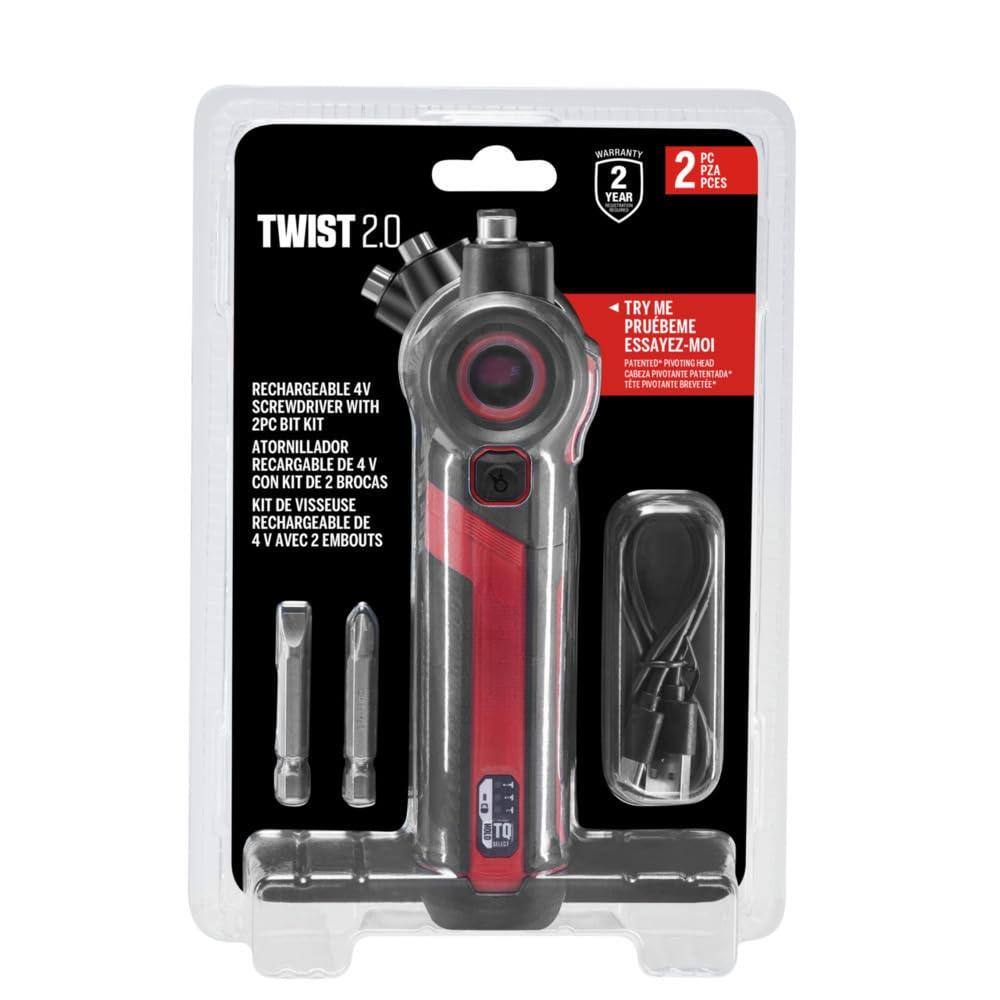 TWIST 2.0
RECHARGEABLE 4V SCREWDRIVER WITH 2PC BIT KIT
ATORNILADOR RECARGABLE DE 4V CON KIT DE 2 BROCAS
KIT DE VISSEUSE RECHARGEABLE DE 4V AVEC 2 EMBOUTS
WARRANTY 2 YEAR
2 PZA PCE
TRY ME
PRUEBEME
ESSAYEZ-MOI
PATENTED PIVOTING HEAD
TETE PIVOTANTE
PLATENTADA
TRY ME
PRUEBEME
ESSAYEZ-MOI
PATENTED PIVOTING HEAD
TETE PIVOTANTE
PLATENTADA