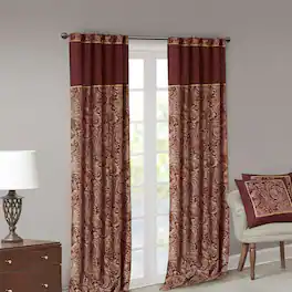 BreeBe - Jacquard Curtain Panel Pair(2 Pcs Window Panels) - Burgundy