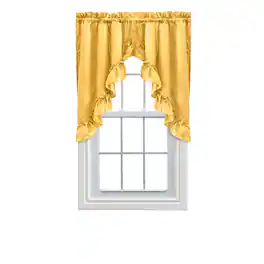 Ellis Curtain - Ellis Stacey 1.5" Rod Pocket High Quality Fabric Solid Color Window Ruffled Swag 60"x38" - Yellow