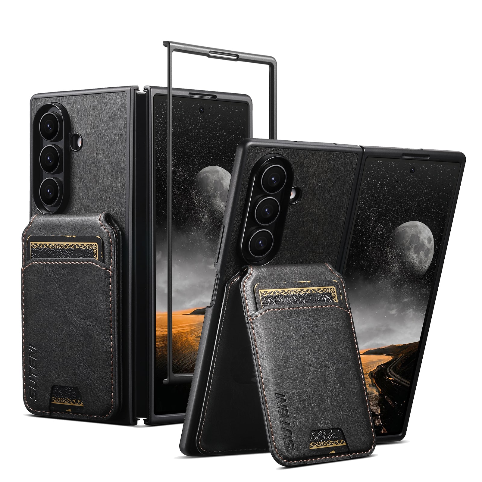 Dteck - Detachable Wallet Card Case for Samsung Galaxy Z Fold 8 Ultra, Shockproof PU Leather Flip Stand Cover - Black price history on PriceWatchPro