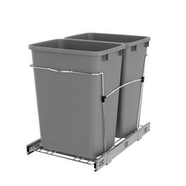 Rev-A-Shelf - Double Pullout Trash Can 35 qt. for Kitchen, RV-18KD-17C S - Silver