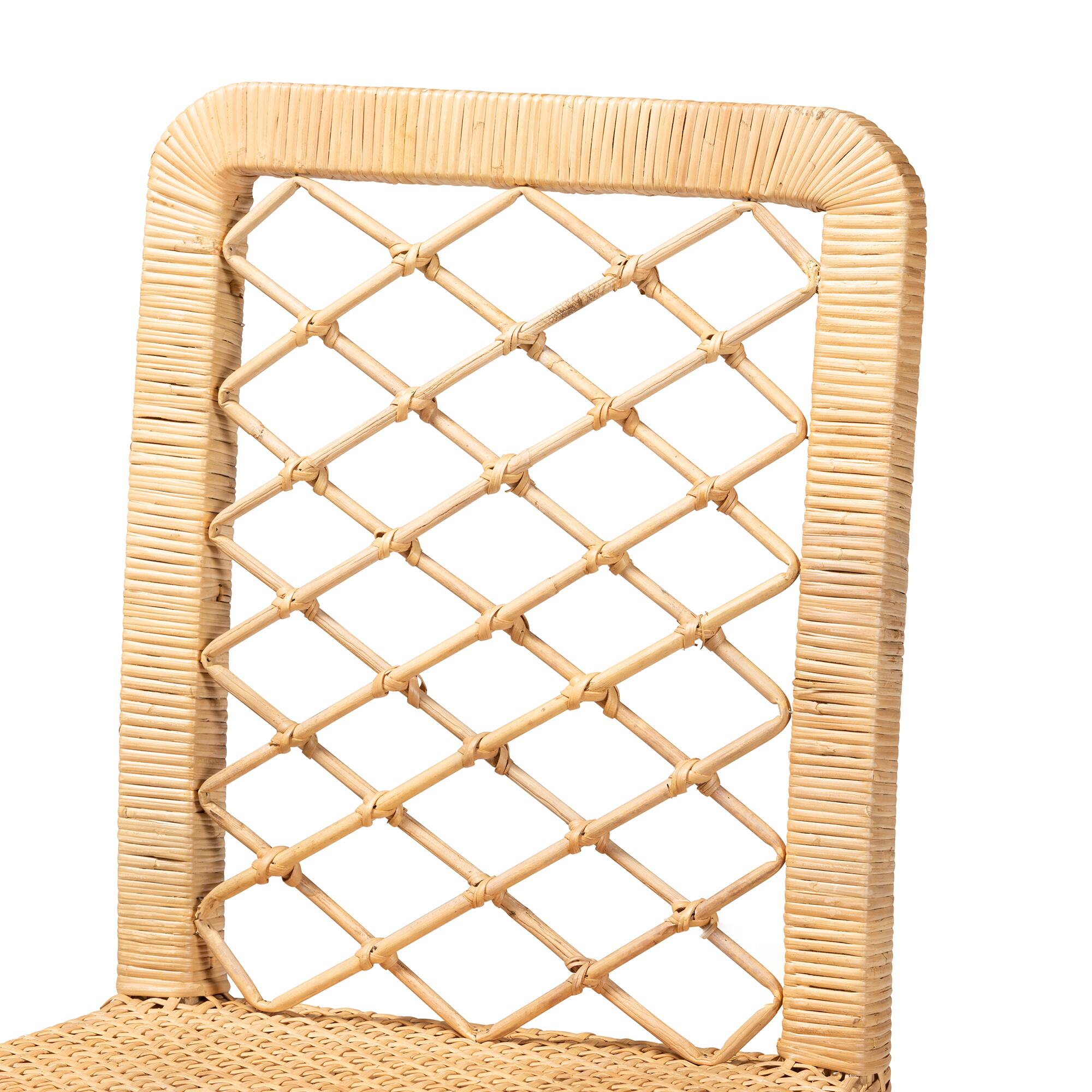 Alt View 1. bali & pari - Moscow Modern Bohemian Natural Rattan and Walnut Mahogany Wood Counter Stool - Natural Brown/Walnut Brown.