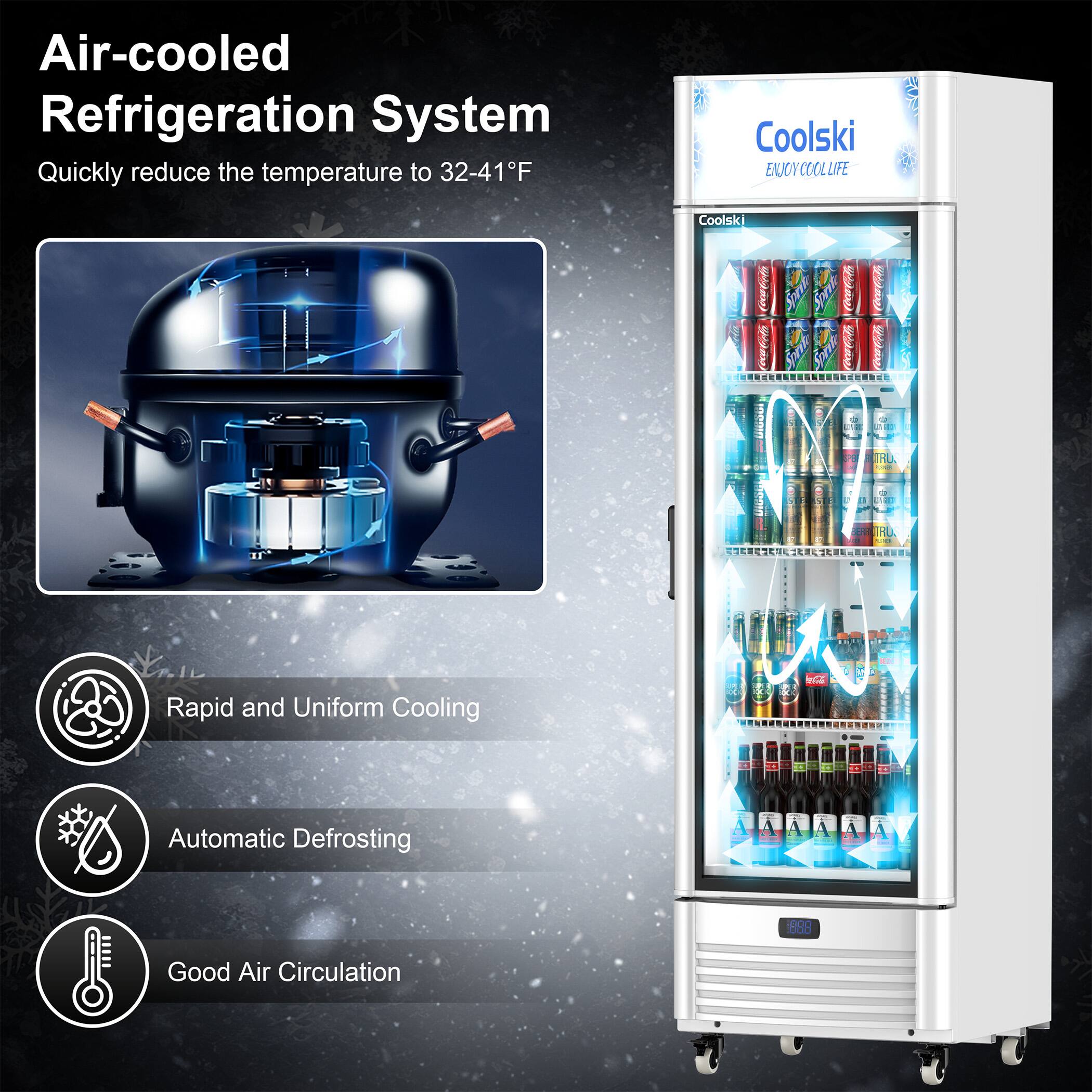 Air-cooled Refrigeration System  
Quickly reduce the temperature to 32-41°F  

Rapid and Uniform Cooling  
Automatic Defrosting  
Good Air Circulation  

Coolski  
ENJOY COOL LIFE