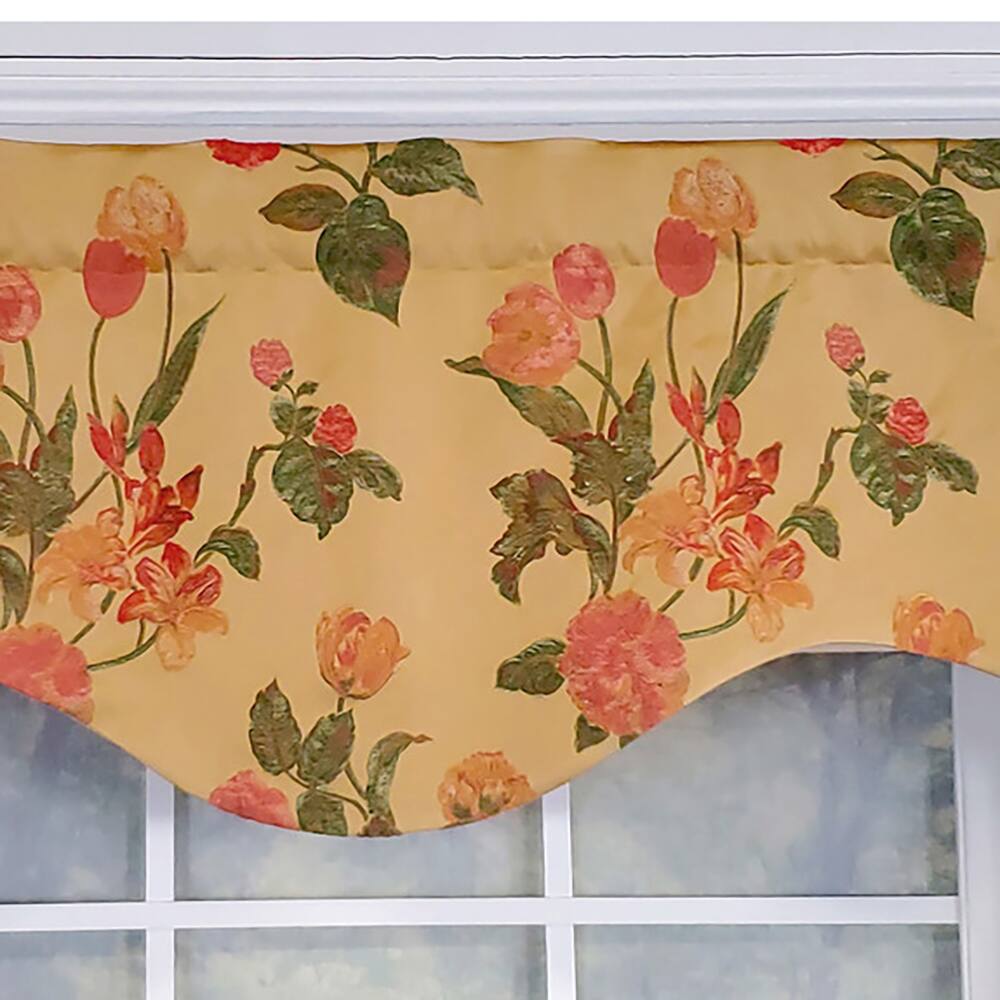 Left. RLF Home - RLF Home Luxurious Modern Design Classic Garland Regal Style Window Valance 50" x 17" Gold - Gold.