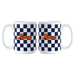 Logo Brands - Houston Astros 2-Pack 15oz. Checkered Wordmark Mug Set - Multicolor