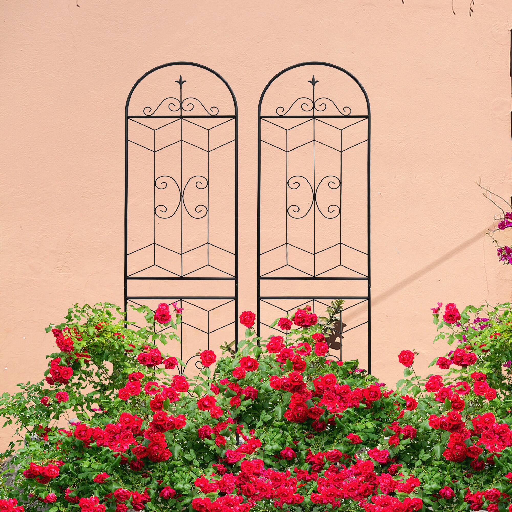 Alt View 2. Loheer - Rustproof Metal Garden Trellis 2 Pack, 7.2 ft x 1.6 ft Climbing Support - Black.