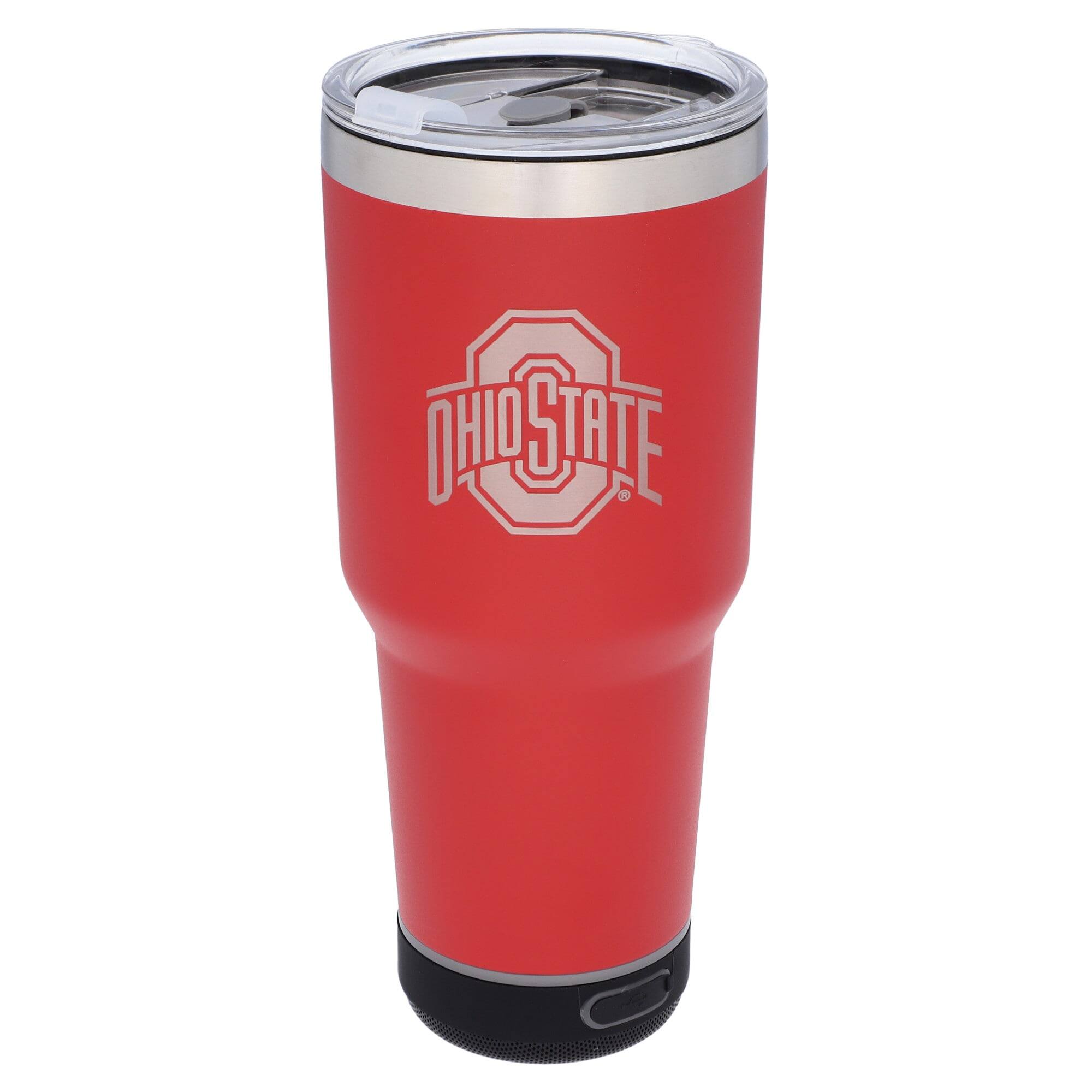 Front. The Memory Company - Ohio State Buckeyes 30oz. Stainless Steel LED Bluetooth Tumbler - Multicolor.
