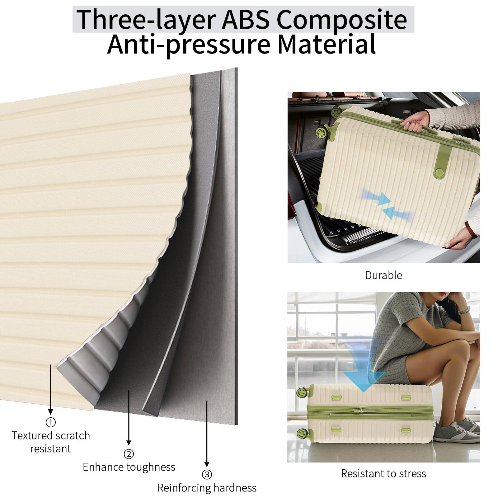 Three-layer ABS Composite Anti-pressure Material

1. Textured scratch resistant
2. Enhance toughness
3. Reinforcing hardness

Durable
Resistant to stress