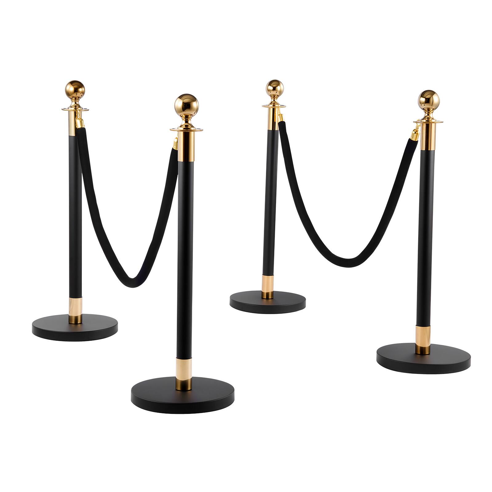 Alt View 5. VEVOR - Stanchion Post, 8 Pcs Crowd Control Barrier Set with 6 Black Velvet Ropes, Heavy Duty Stainless Steel Stanchion Post - Black.