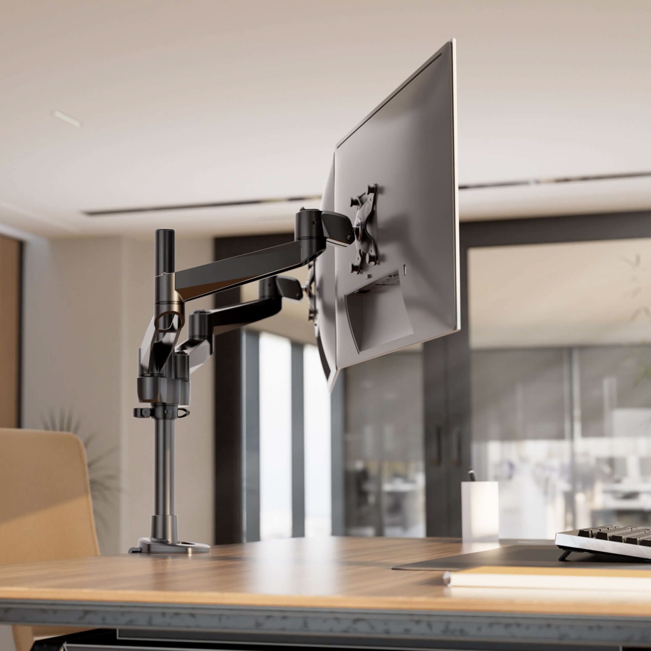 Alt View 6. Mount-It! - CLiX Series Dual Wide Adjustable Monitor Desk Mount – Full Motion Dual Arm for Two 13"-32" Screens, Black - Black.