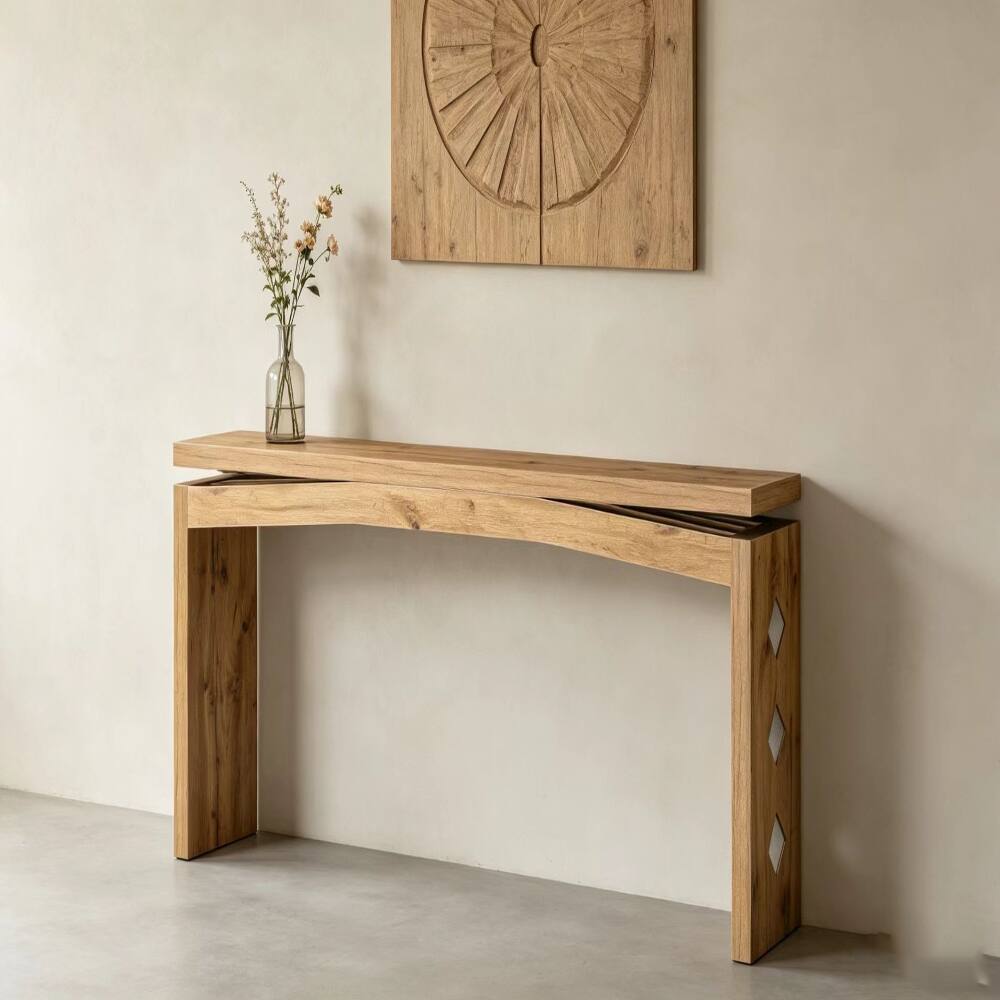 Alt View 3. Loheer - Loheer 62 Inch Console Table Narrow Entryway Table Light Oak Sofa Table - Light Oak.