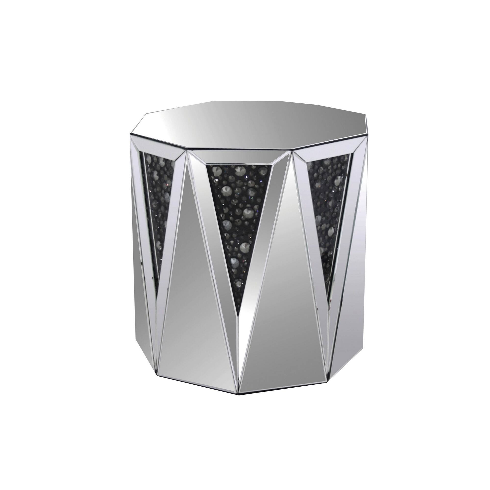 Alt View 1. Manhattan Lane - End Table With Octagonal Mirrored Top - Clear.