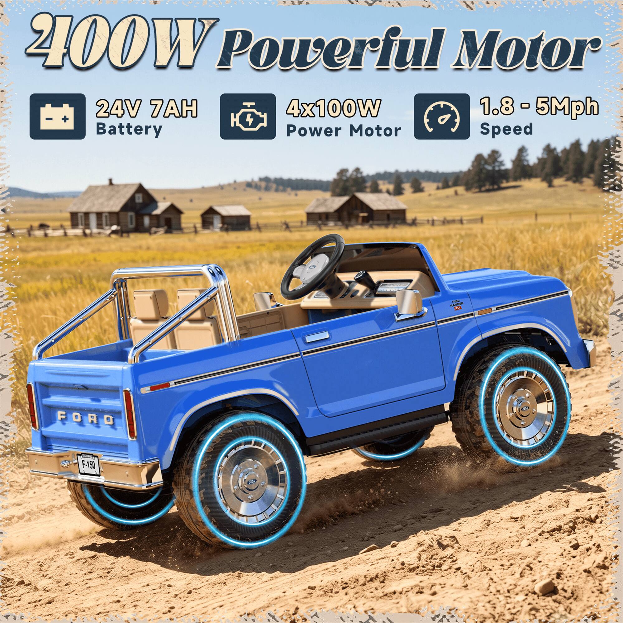 400W Powerful Motor + 24V 7AH 4x100W 1.8 - 5Mph Battery Power Motor Speed

MARDON C
FORD
F-150