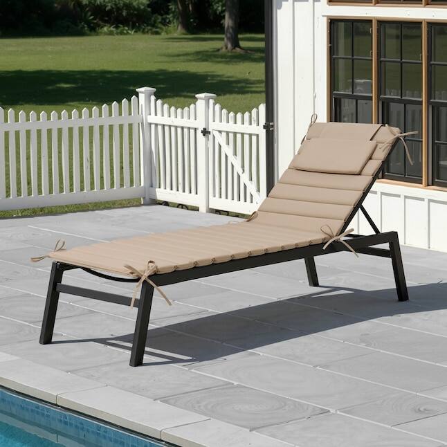 Angle. Crestlive Products - Crestlive Products 1pc 72in Outdoor Foldable Water Resistant Chaise Lounge Chair Cushion with Ties Patio cushion - Beige.